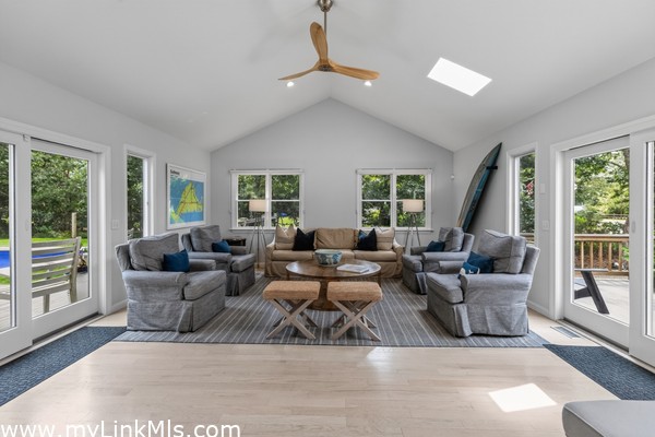 Fabulous cathedral ceiling family room