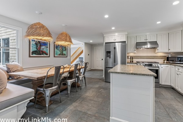 Open kitchen and dining area
