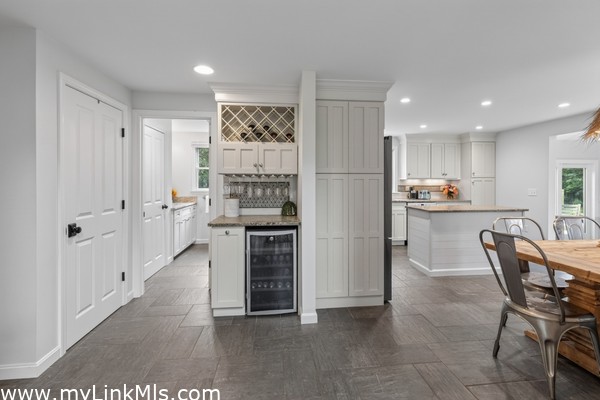 Off the living room ~ built in bar