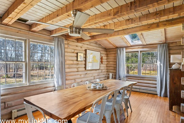 Dining room with new ceiling fan