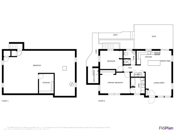 guest house floorplan with full basement, back deck - front porch is not shown here