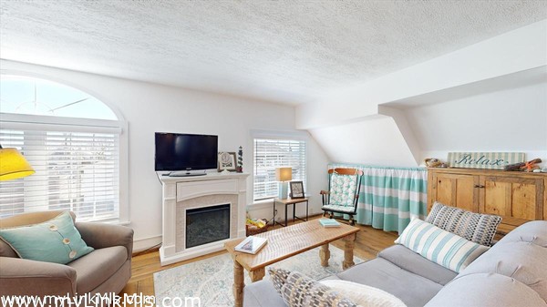 living area with electric fireplace
