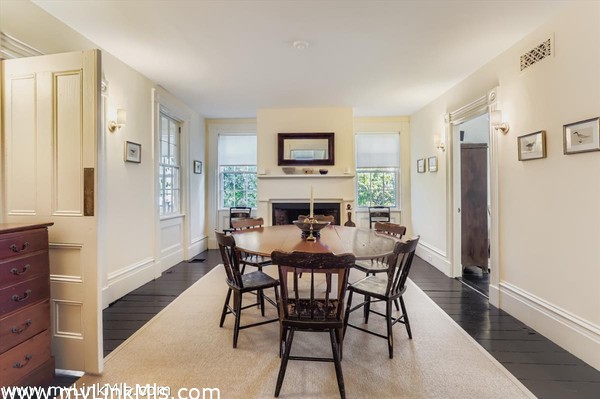 formal dining with another fireplace
