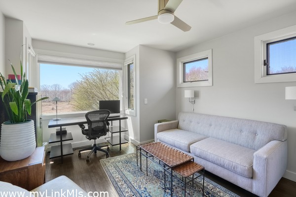 One of the three bedrooms is currently set up as an office.