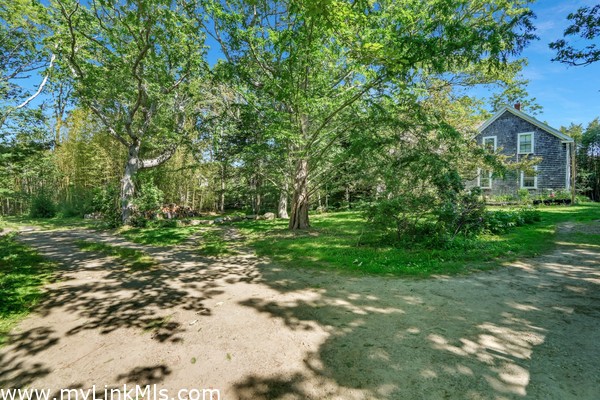 Driveway to house on the right and land to the left