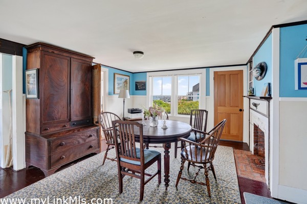 Dining area with fireplace