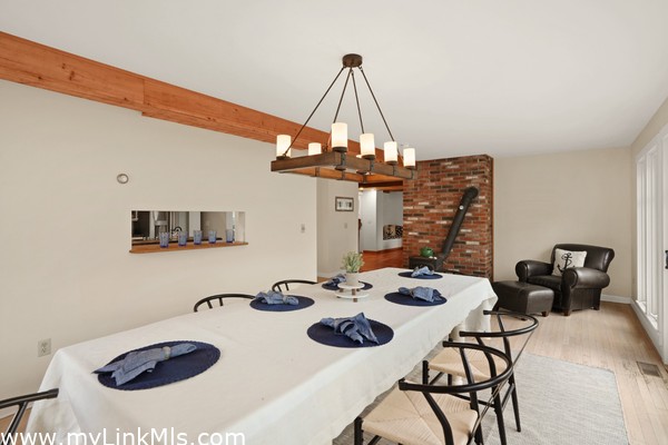 Dining room with wood stove