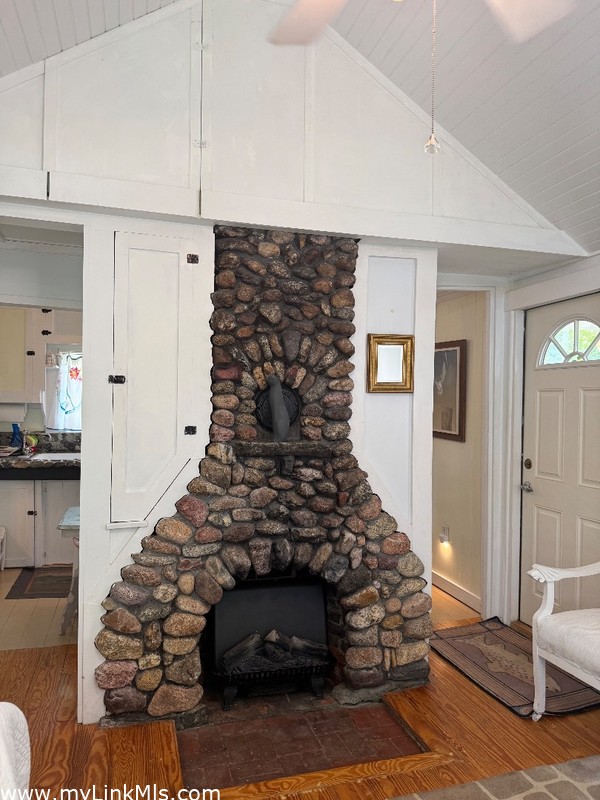 Beach stone fire place
