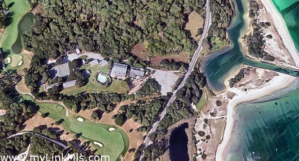 birds eye view of the neighboring Harthaven private harbor & beach