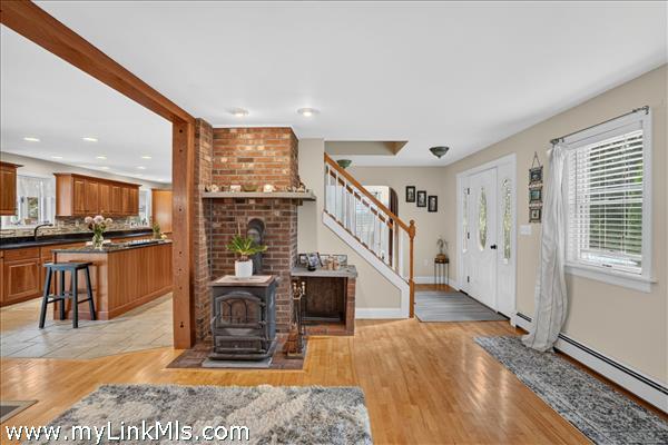 Living area with wood stove