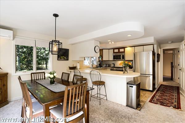 inside you'll find a lovely open kitchen dining room