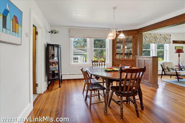The light filled dining room is perfect for entertaining.